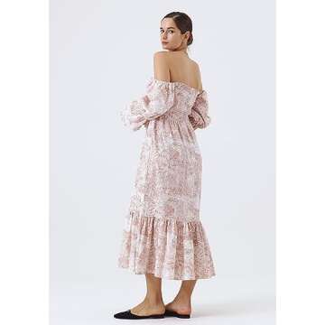 NOTHING FITS BUT Women’s Classic Linen Cotton Nursing Dress, Cotton Yuki Maternity Gown, Baby Pink, S