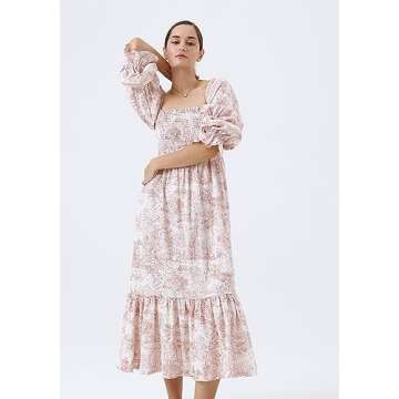 NOTHING FITS BUT Women’s Classic Linen Cotton Nursing Dress, Cotton Yuki Maternity Gown, Baby Pink, S