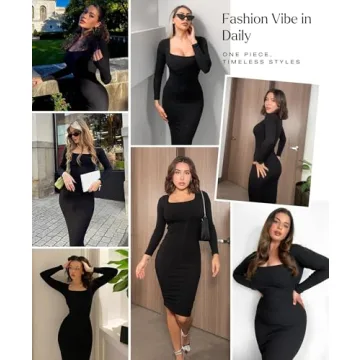 Popilush Long Sleeve Midi Dress Shapewear with Tummy Control