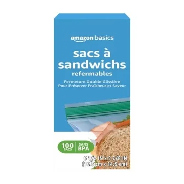 Amazon Basics Sandwich Double Zipper Storage Bags 100 Count