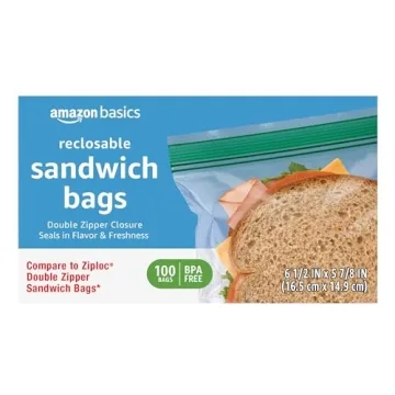 Amazon Basics Sandwich Double Zipper Storage Bags 100 Count