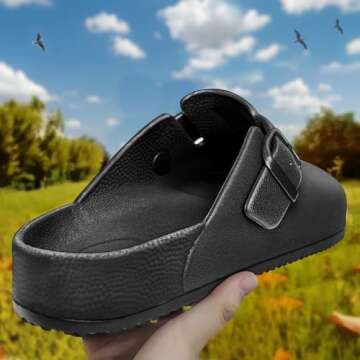 Bigant Womens Clogs,Mercy Mules for Womens Nurse Shoes-Slip on Garden Work Shoes(Black-8 Women/6 Men...