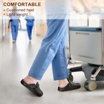 Bigant Womens Clogs,Mercy Mules for Womens Nurse Shoes-Slip on Garden Work Shoes(Black-8 Women/6 Men)