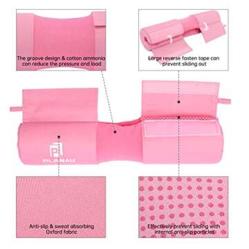 Plan4U Barbell Pad Set for Squat Hip Thrusts Upgraded Workout Foam Weight Lifting Bar Cushion Shoulder Neck Support with Anti-slip Grain, Fits Standard Olympic Bars and Smith Machine, 2 Gym Ankle