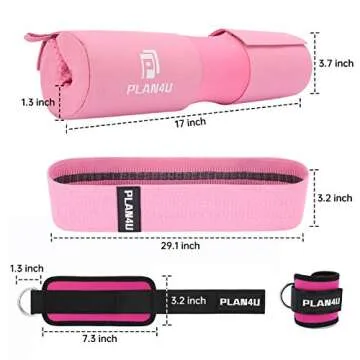 Plan4U Barbell Pad Set for Squat Hip Thrusts Upgraded Workout Foam Weight Lifting Bar Cushion Shoulder Neck Support with Anti-slip Grain, Fits Standard Olympic Bars and Smith Machine, 2 Gym Ankle