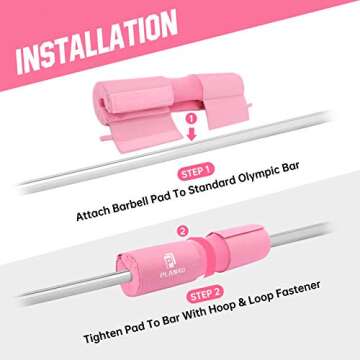 Plan4U Barbell Pad Set for Squat Hip Thrusts Upgraded Workout Foam Weight Lifting Bar Cushion Shoulder Neck Support with Anti-slip Grain, Fits Standard Olympic Bars and Smith Machine, 2 Gym Ankle