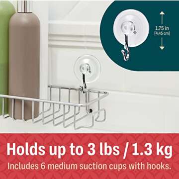 Heavy Duty Suction Cup Hooks for Hanging - 3 lbs Capacity