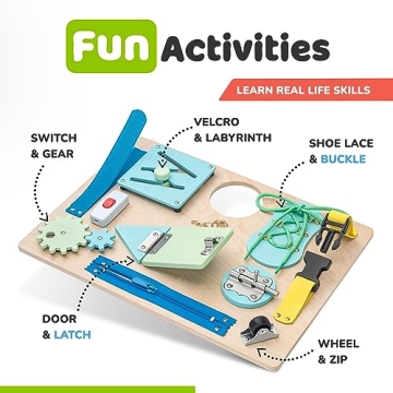 Montessori Busy Board for Toddlers - 10 Educational Activities