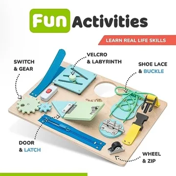 Montessori Busy Board for Toddlers - 10 Educational Activities