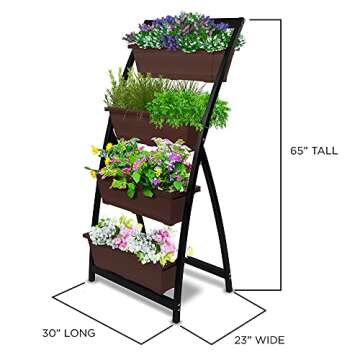 Outland Living 6-Ft Raised Garden Bed - Vertical Garden Freestanding Elevated Planter with 4 Container Boxes - Good for Patio or Balcony Indoor and Outdoor - Perfect to Grow Vegetables Herbs Flowers