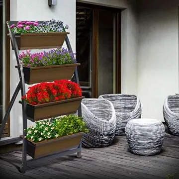 Outland Living 6-Ft Raised Garden Bed - Vertical Garden Freestanding Elevated Planter with 4 Container Boxes - Good for Patio or Balcony Indoor and Outdoor - Perfect to Grow Vegetables Herbs Flowers