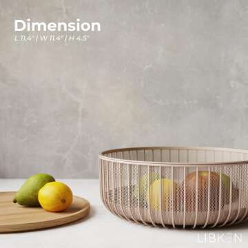 LIBKEN Metal Fruit Bowl with Secure Wooden Lid - Stylish