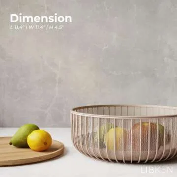 LIBKEN Metal Fruit Bowl with Secure Wooden Lid - Stylish