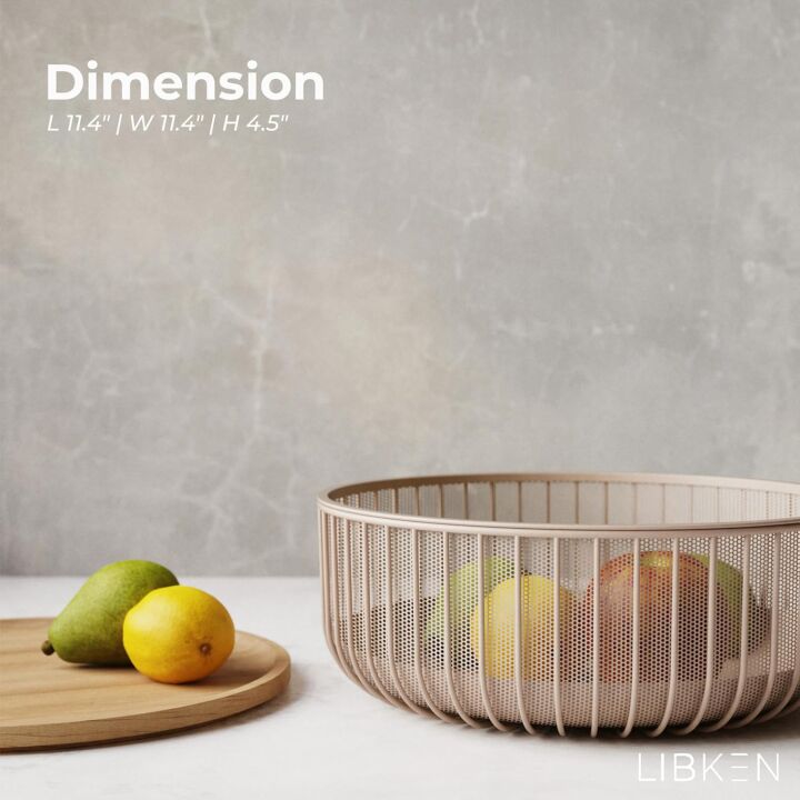 LIBKEN Metal Fruit Bowl with Secure Wooden Lid - Stylish