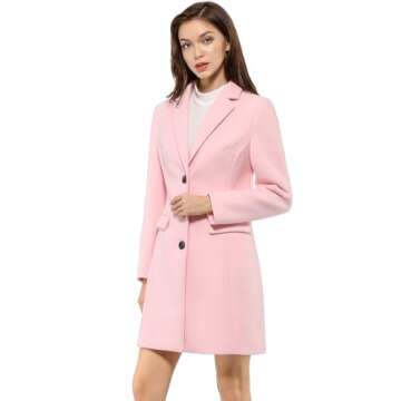 Allegra K Women's 2024 Pea Coat - Stylish Long Winter Coat in Pink