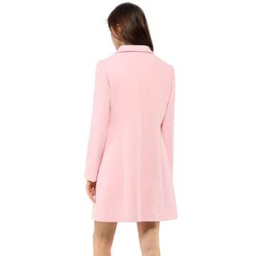 Allegra K Women's 2024 Sophisticated Pea Coat in Pink