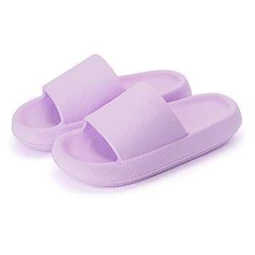 Joomra Womens Slippers Cushion for Shower Slides Female Squishy Pillow House Shoes Antislip Beach Spa Garden Sandals Ladies Sandles Purple 42-43