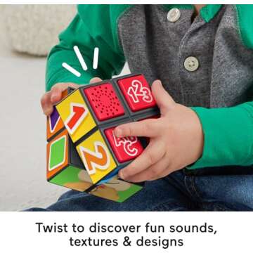 Fisher-Price Baby Learning Toy Laugh & Learn Puppy’s Activity Cube with Lights Music & Fine Motor Activities for Ages 9+ Months​