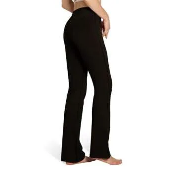 Houmous Women's Cotton Bootcut Yoga Pants with Inner Pocket