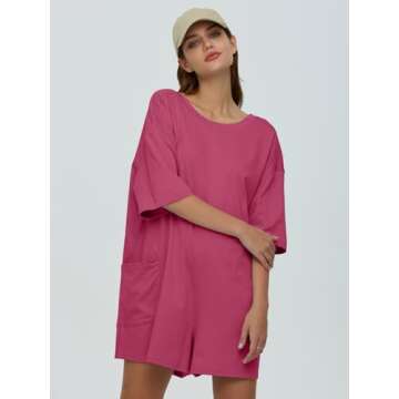 DEEP SELF Rompers for Women 2024 Casual Half Sleeve V Neck Romper Summer Vacation Outfits Shorts Jum...