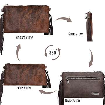 Montana West Cowhide Leather Crossbody Bag For Women Western Cowgirl Small Clutch Shoulder Bag RLH-018CF