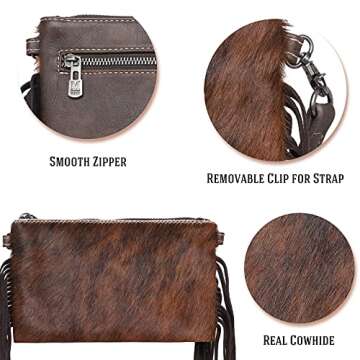 Montana West Cowhide Leather Crossbody Bag For Women Western Cowgirl Small Clutch Shoulder Bag RLH-018CF