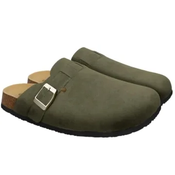 Clogs for Women Suede Soft Leather Clogs Classic Cork Clog Antislip Slippers Waterproof Mules House ...