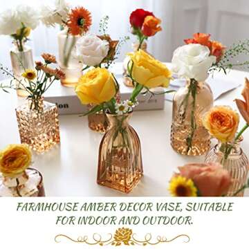 Set of 22 Amber Glass Mini Bud Vase For Bulk Rustic Wedding Decorations, Centerpieces, Vintage Look ...