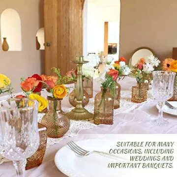 Rustic Amber Glass Bud Vases Set for Weddings and Decor
