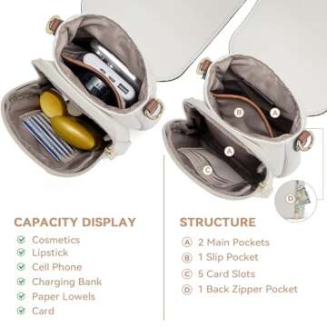 BOSTANTEN Small Crossbody Bags for Women Cell Phone Purse Leather Wallet Handbags with Card Slots Beige with Brown