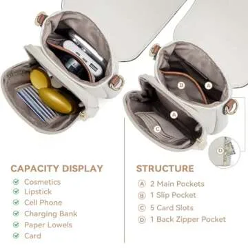 BOSTANTEN Small Crossbody Bags for Women Cell Phone Purse Leather Wallet Handbags with Card Slots Beige with Brown