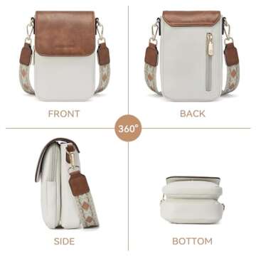 BOSTANTEN Small Crossbody Bags for Women Cell Phone Purse Leather Wallet Handbags with Card Slots Beige with Brown