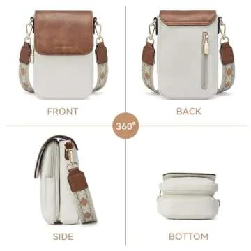 BOSTANTEN Small Crossbody Bags for Women Cell Phone Purse Leather Wallet Handbags with Card Slots Beige with Brown