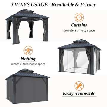 GARTOO 9.5x9.5FT Outdoor Hardtop Gazebo for Patio