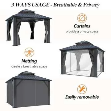 GARTOO 9.5x9.5FT Outdoor Hardtop Gazebo for Patio