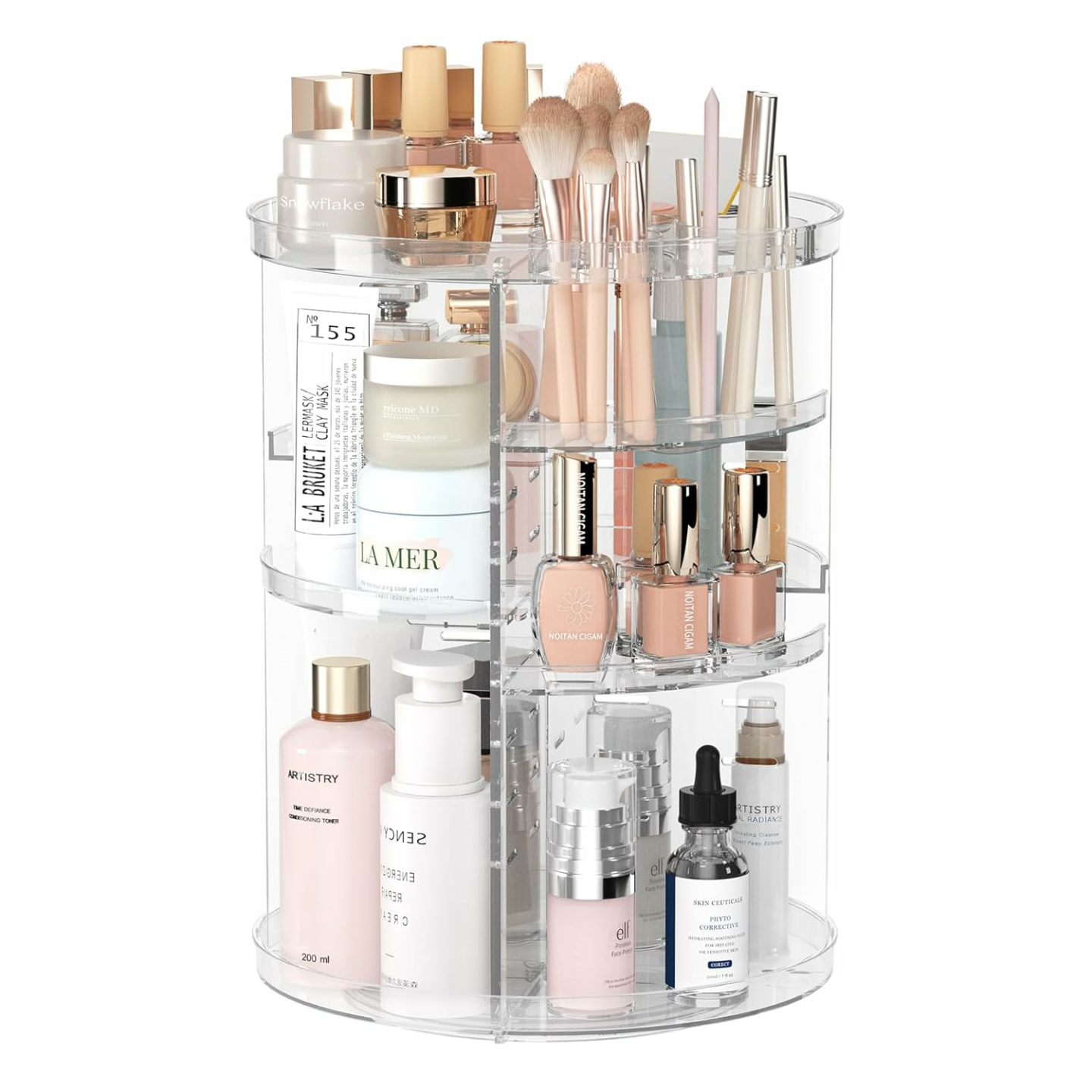 Versatile Rotating Makeup Organizer with Adjustable Layers