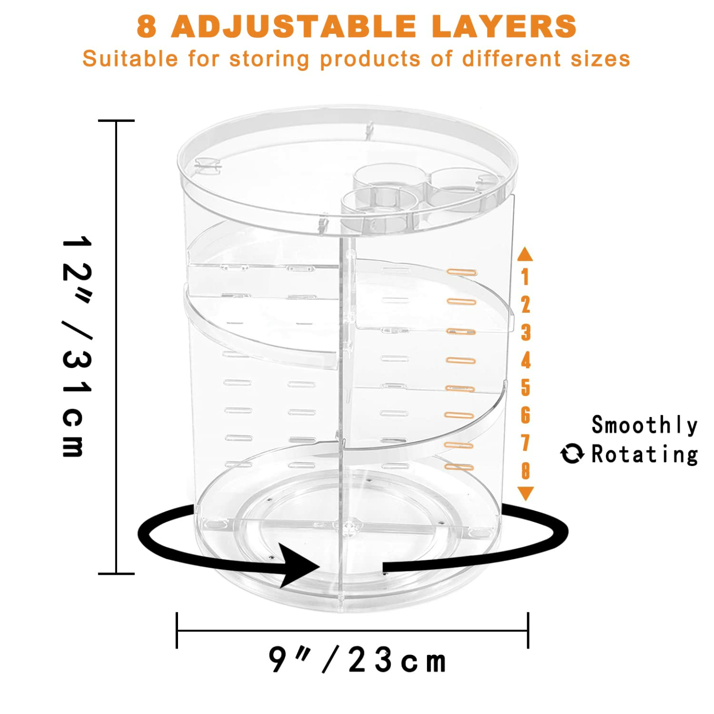 Versatile Rotating Makeup Organizer with Adjustable Layers