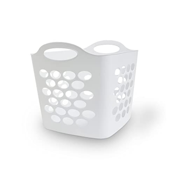 SEDLAV Plastic Laundry Basket, White, Flexible Hamper, Ideal for Laundry Room, Organizer, Storage, C...