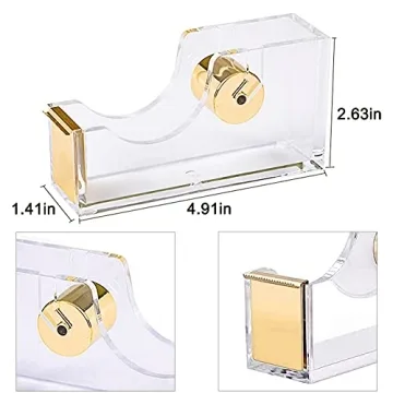 Chic Acrylic Gold Tape Dispenser & Stapler Set for Office