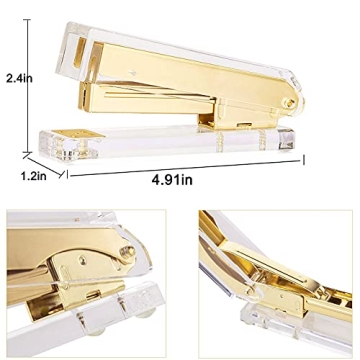 Chic Acrylic Gold Tape Dispenser & Stapler Set for Office
