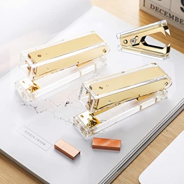 Chic Acrylic Gold Tape Dispenser & Stapler Set for Office