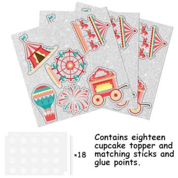 18pcs Red Glitter Fireworks Cupcake Toppers Party Supplies