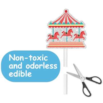 18pcs Red Glitter Fireworks Cupcake Toppers Party Supplies