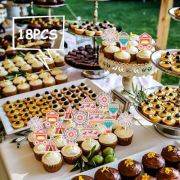 18pcs Red Glitter Fireworks Cupcake Toppers Party Supplies