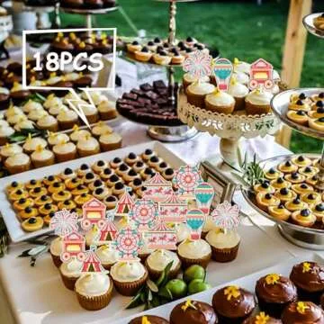 18pcs Red Glitter Fireworks Cupcake Toppers Party Supplies