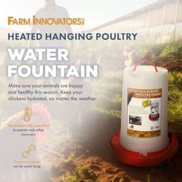 Farm Innovators Heated Chicken Waterer, Poultry Water Fountain, 3 Gallon