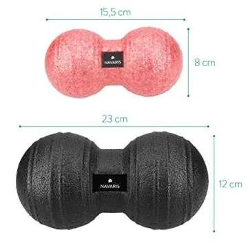 Navaris 2X Peanut Duo Ball - in 2 Sizes Duo Ball Fascia Ball Set - Trigger Point Ball - Fascia Balls - Black/Red