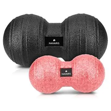 Navaris 2X Peanut Duo Ball - in 2 Sizes Duo Ball Fascia Ball Set - Trigger Point Ball - Fascia Balls - Black/Red