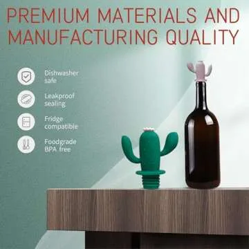 MuTouJiaZ Premium-Quality Silicone Wine Stopper and Champagne Bottle Stoppers for Beverage Storage,Cactus Stoppers Reusable ABS and Rubber Beer Bottle Savers, Set of 2.(pink+green, 2)