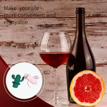 MuTouJiaZ Premium-Quality Silicone Wine Stopper and Champagne Bottle Stoppers for Beverage Storage,Cactus Stoppers Reusable ABS and Rubber Beer Bottle Savers, Set of 2.(pink+green, 2)